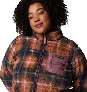 Columbia Women's West Bend Printed Sherpa Full Zip Fleece (Fig Omblur)