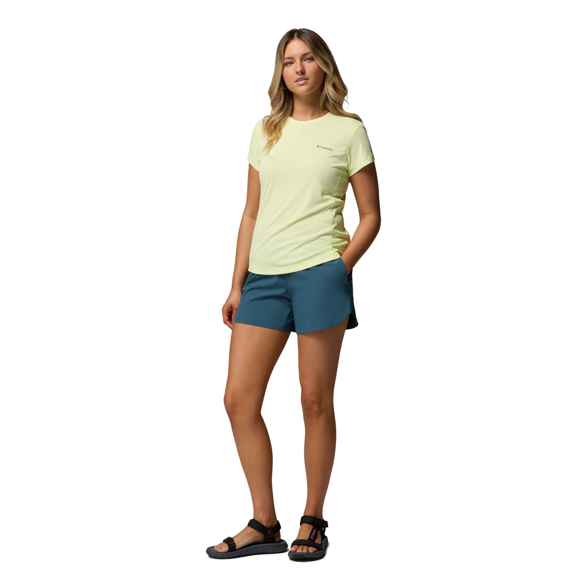 Columbia Women's Zero Rules Light Short Sleeve Crew Neck Technical Tee (Citron Haze)