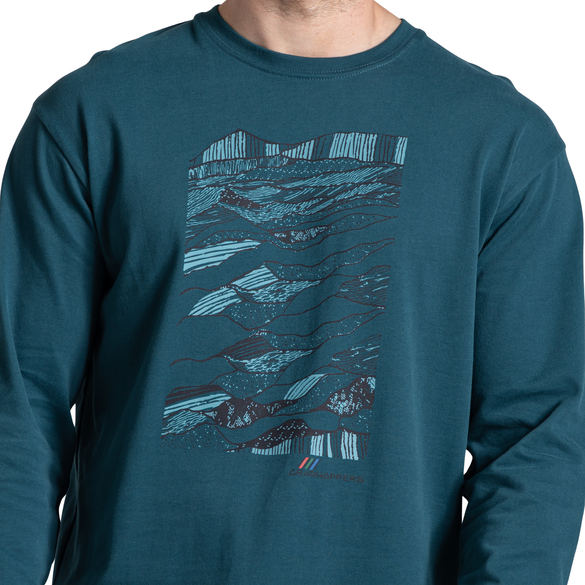 Craghoppers Men's Dillisk 100% Organic Cotton Long Sleeve Top Dark Aegean 1XK CMT1002
