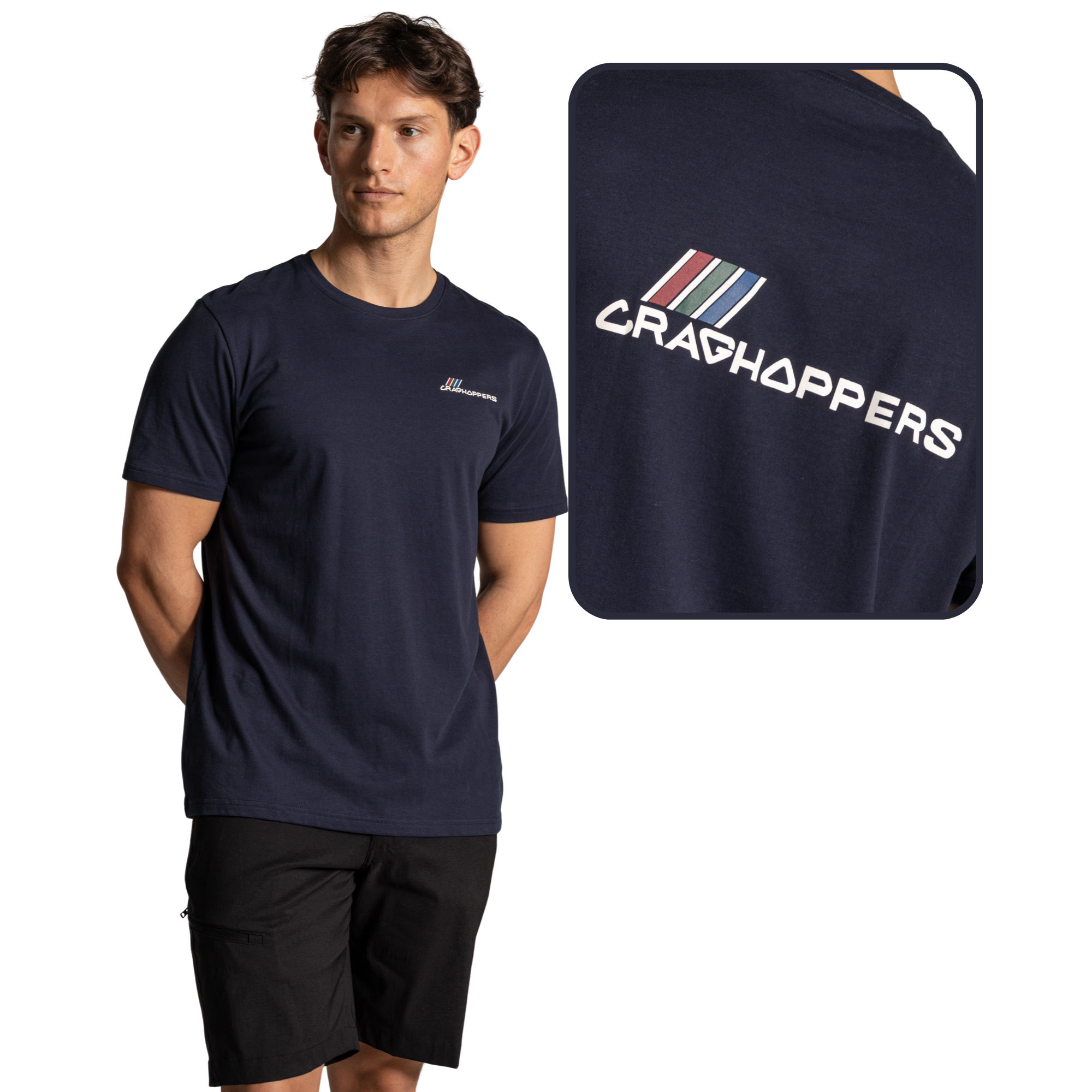 Craghoppers Men's Lucent II Organic Cotton Short Sleeve Tee (Blue Navy Brand Carrier)