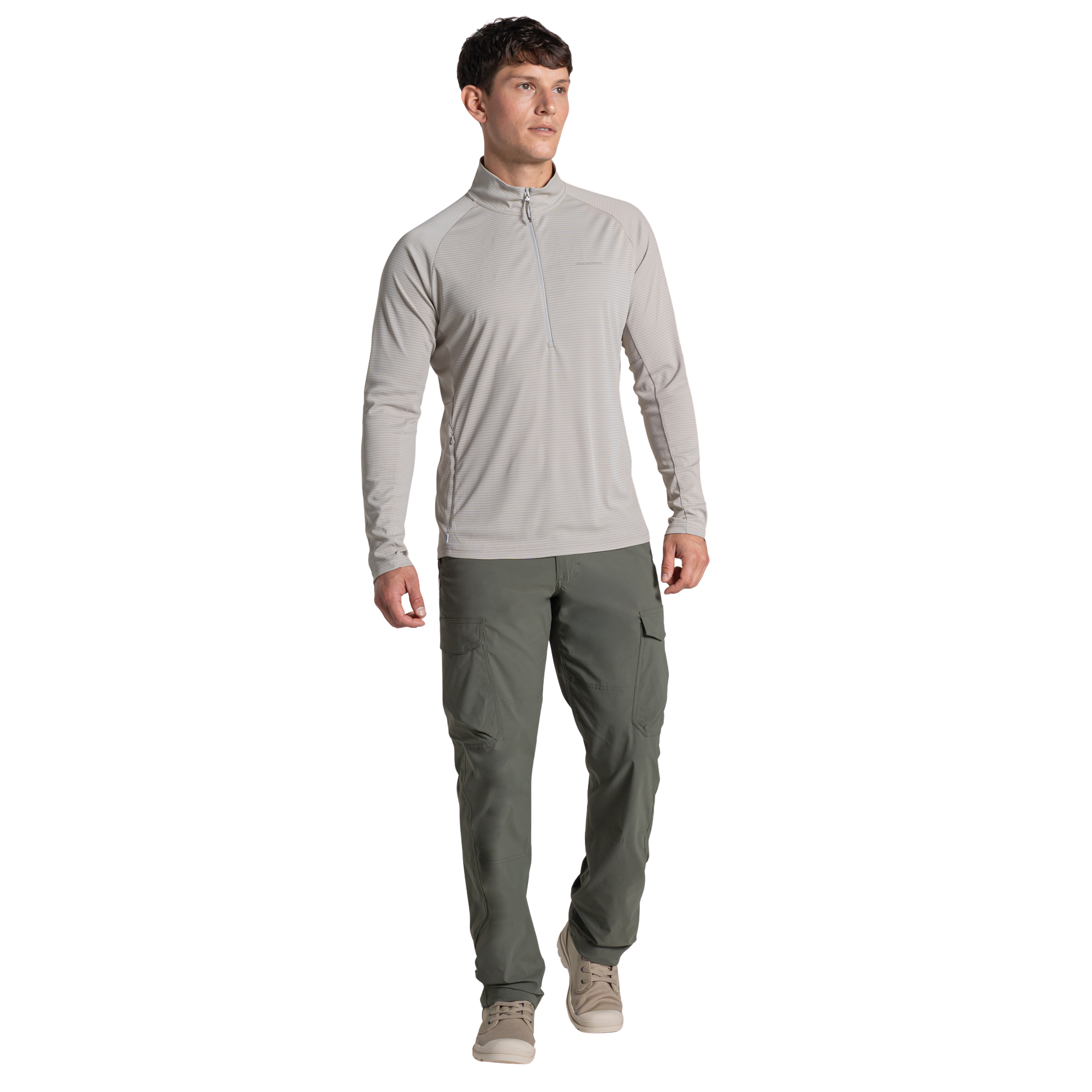 Craghoppers Men's Nosilife SolarShield+ UPF50 Half Zip Technical Top (Parchment)