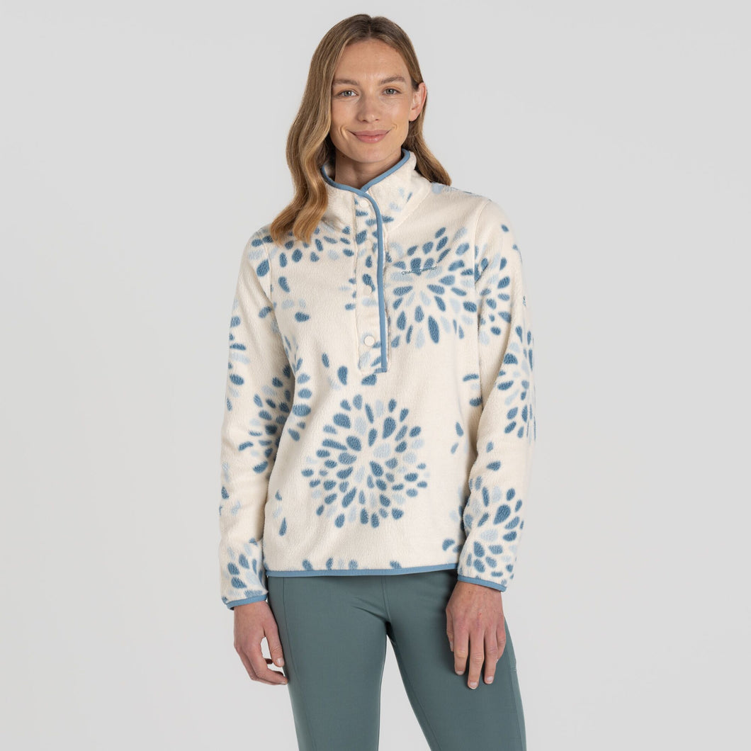 Craghoppers Women's Rosemary Overhead Half Snap Fleece Top (Sky Print)