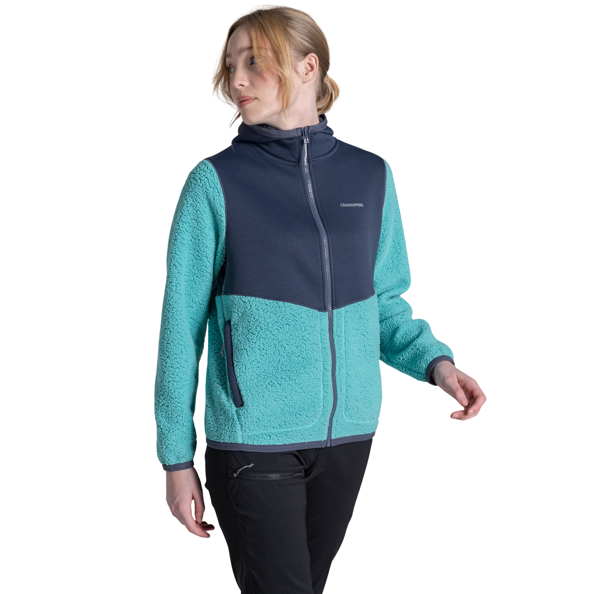 Craghoppers Women's Telesto Hooded Full Zip Fleece (Glazed Aqua/Anthracite)