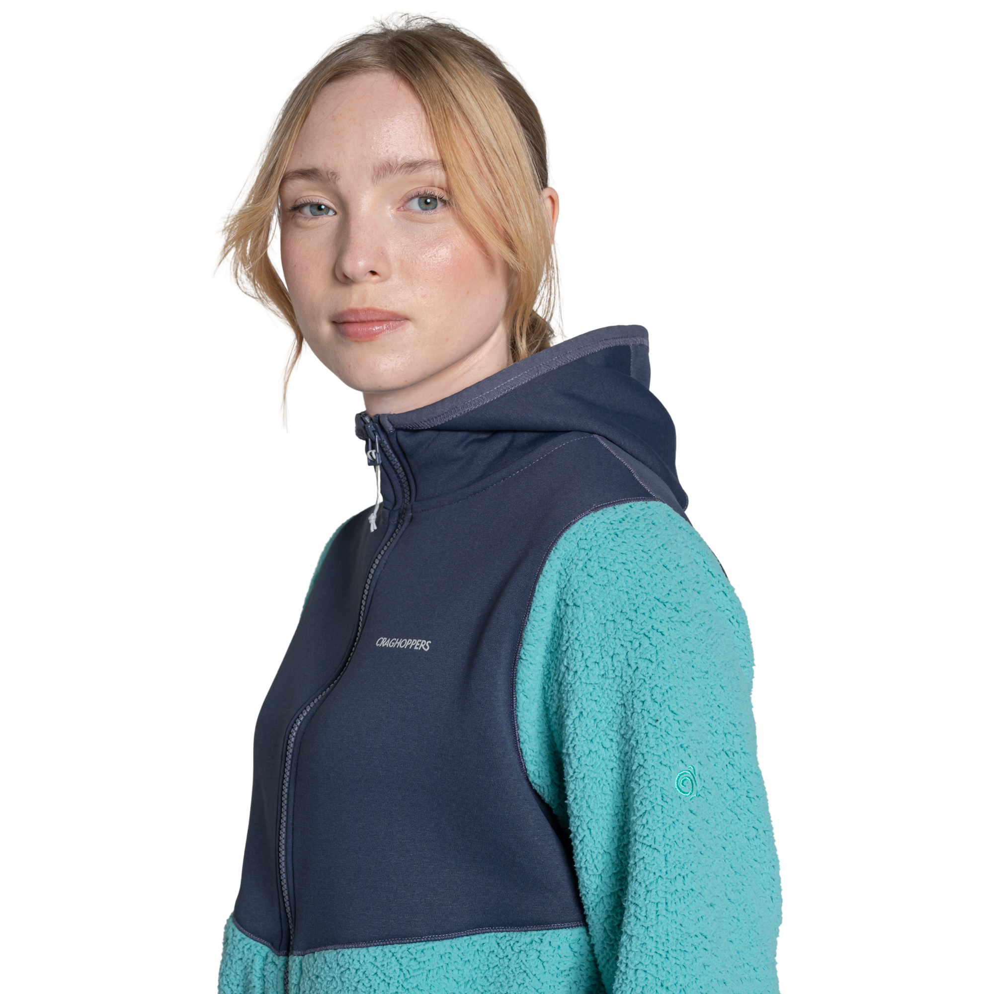 Craghoppers Women's Telesto Hooded Full Zip Fleece (Glazed Aqua/Anthracite)