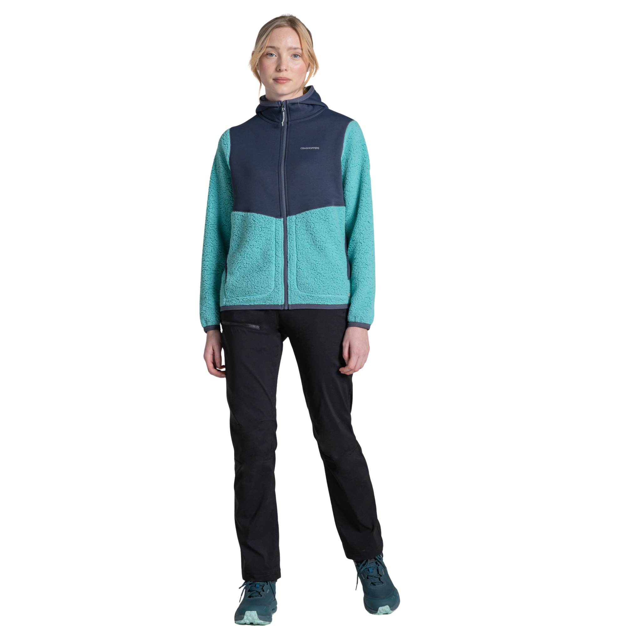 Craghoppers Women's Telesto Hooded Full Zip Fleece (Glazed Aqua/Anthracite)