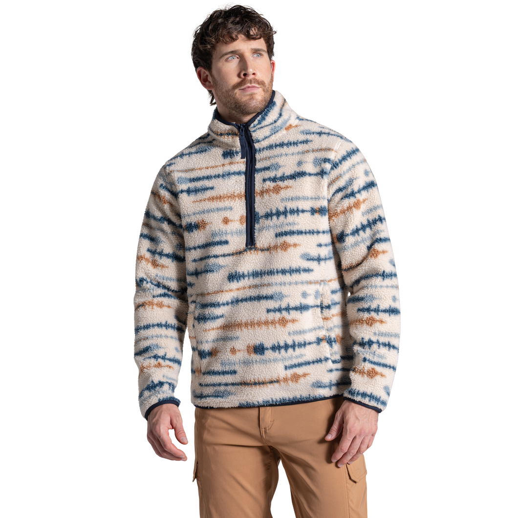 Craghoppers Men’s Rawthey National Trust Half Zip Fleece Top (Ecru Print)