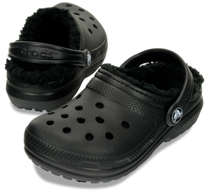 Crocs Classic Fuzz Lined Clogs - Toddler (Black)(Sizes C6-C10)