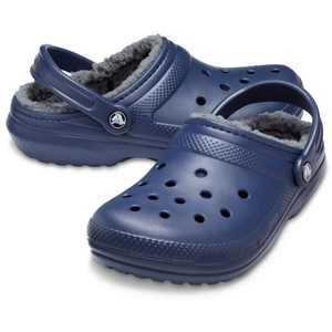 Crocs Unisex Classic Fuzz Lined Clog (Navy/Charcoal)