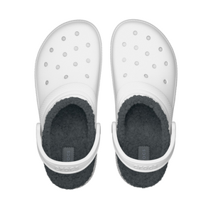 Crocs Unisex Classic Fuzz Lined Clog (White/Grey)