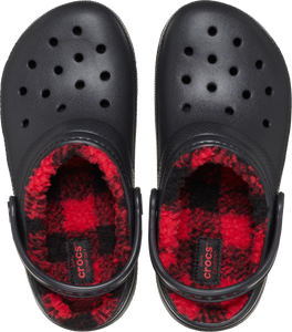 Crocs Classic Lined Buff Checked Clogs - Kids (Black)(Sizes C11-J6)