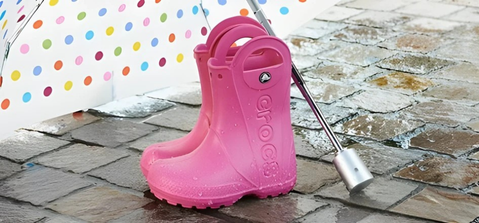 Crocs Junior Handle It Rain Wellies (Pink Crush)(Sizes C11-J6)