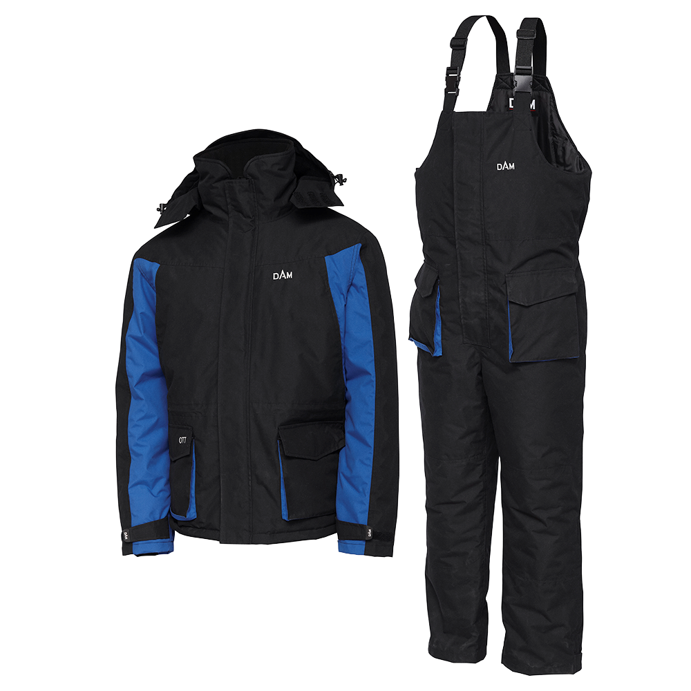 DAM Unisex O.T.T. Waterproof Insulated Thermal Suit (Bib/Brace/Jacket)(Black Night/Blue)