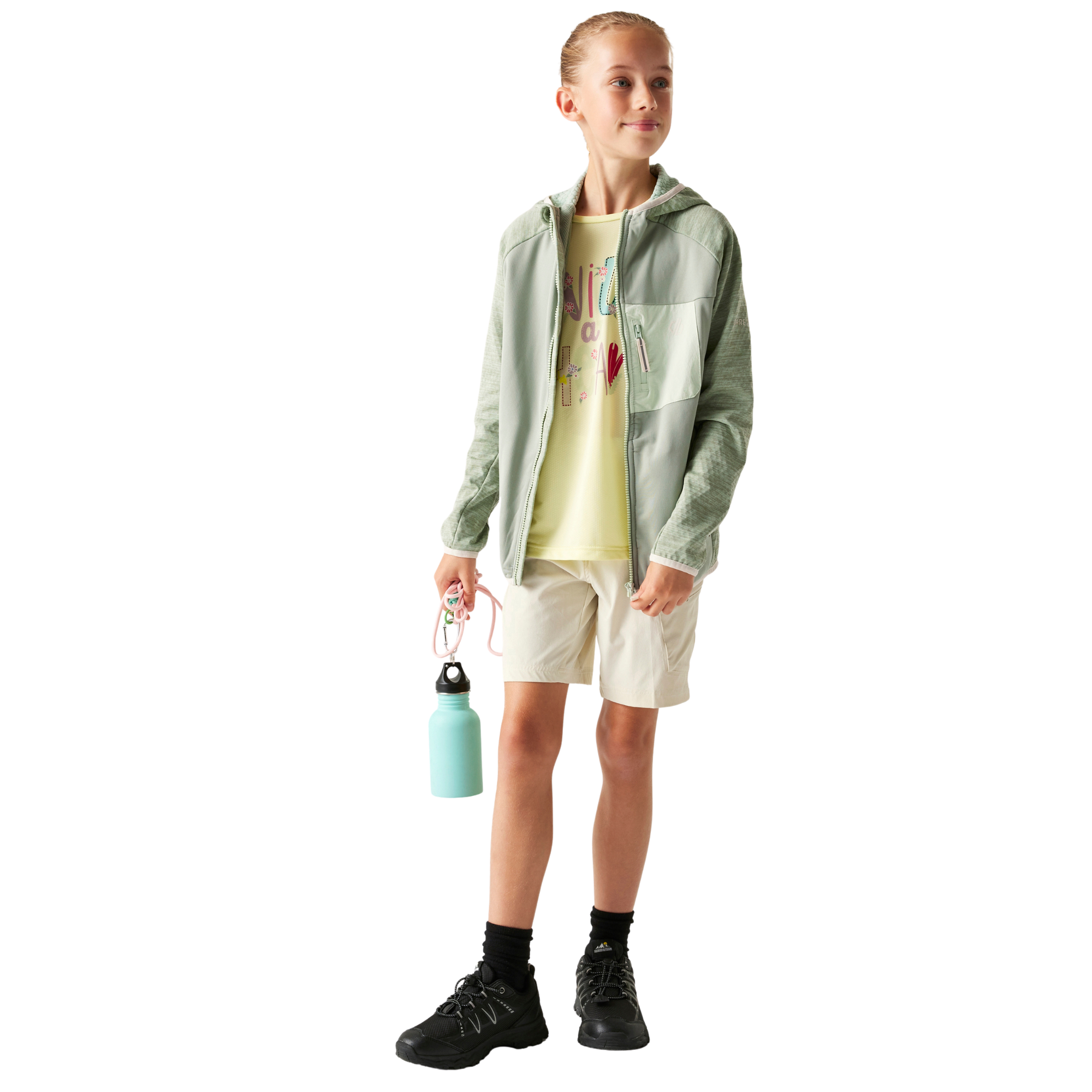 Dare 2B Kids Expedition Midlayer UPF50 Hooded Full Zip Fleece (Glacier Green)