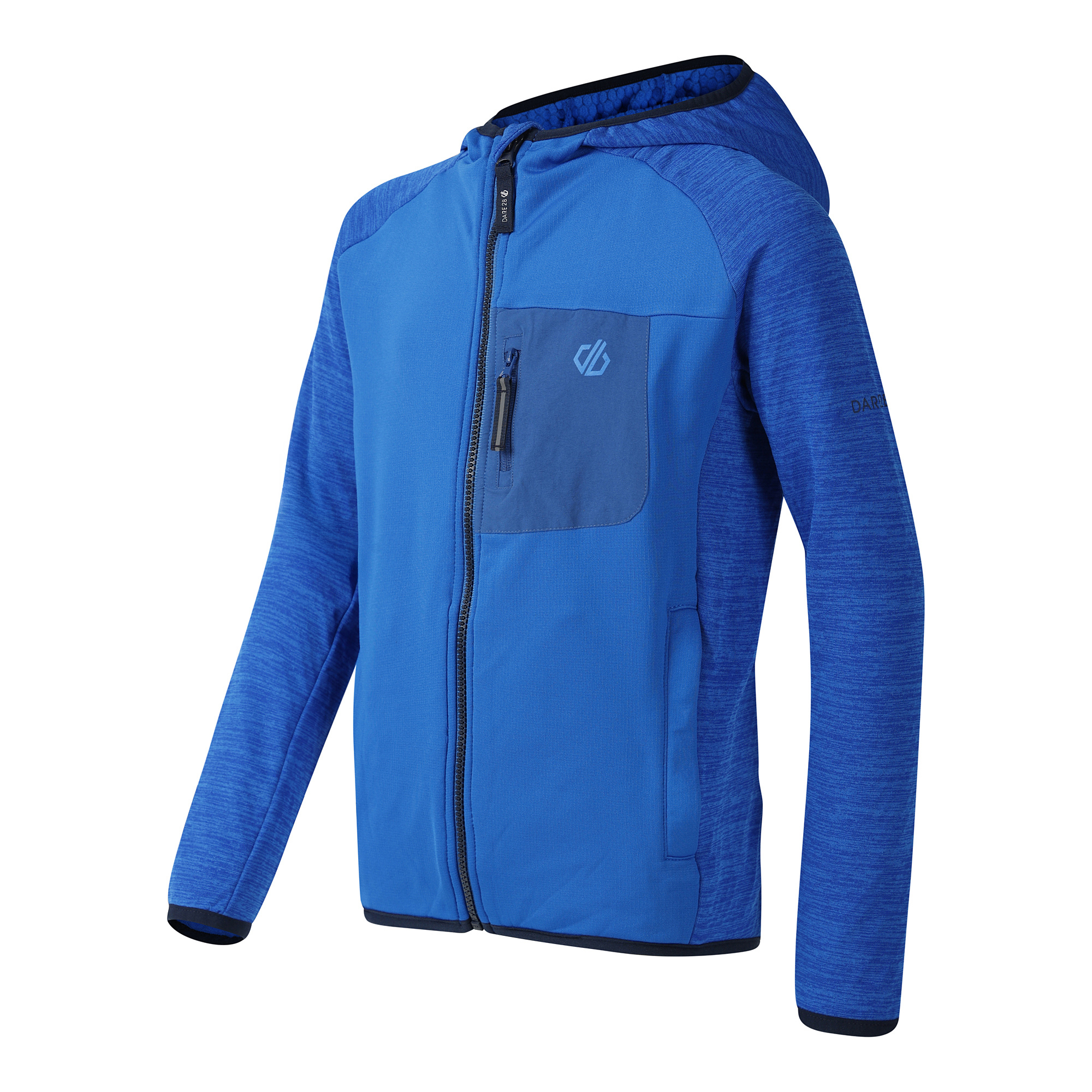 Dare 2B Kids Expedition Midlayer UPF50 Hooded Full Zip Fleece (Oxford Blue)