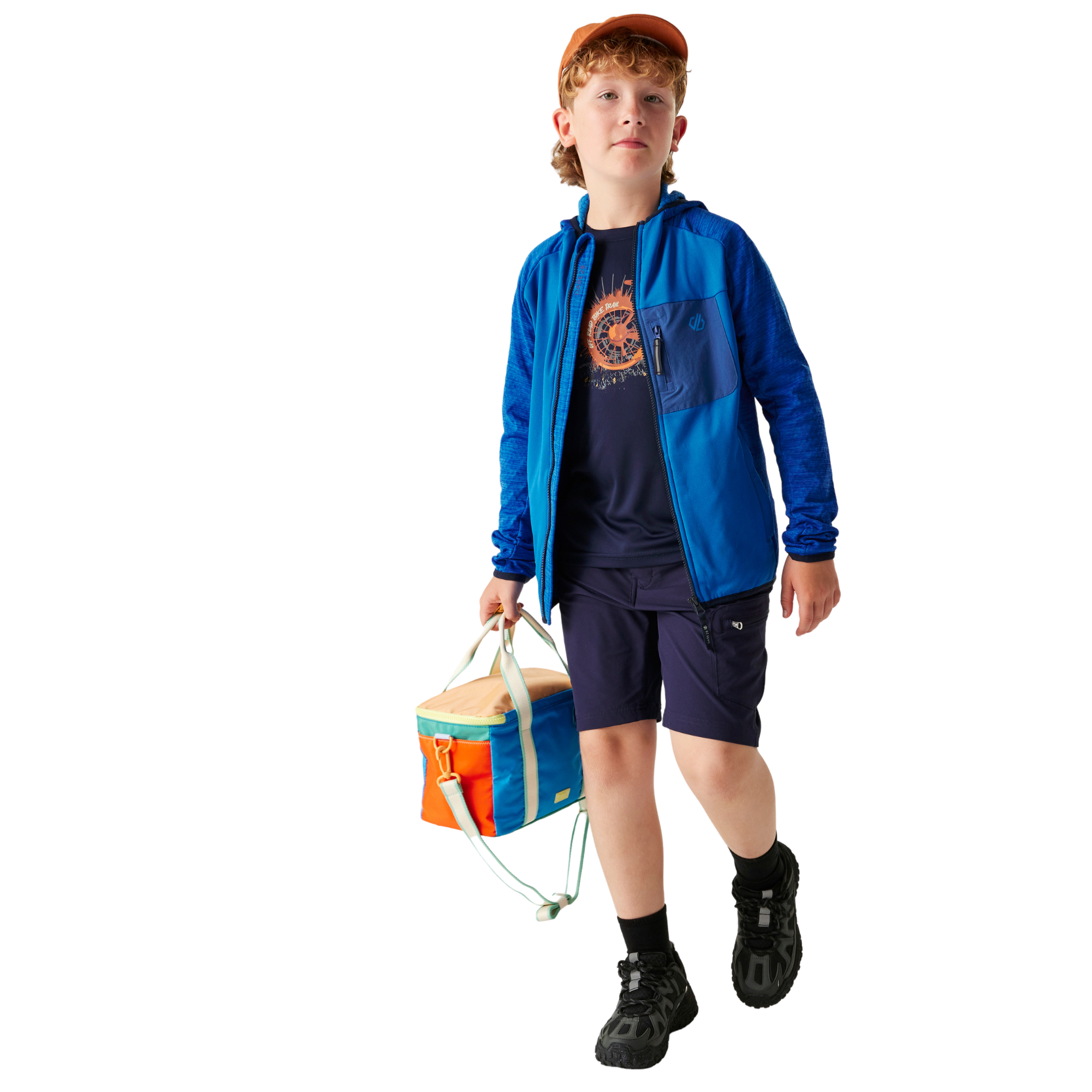 Dare 2B Kids Expedition Midlayer UPF50 Hooded Full Zip Fleece (Oxford Blue)