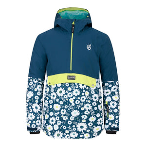 Dare 2B Kids Freehand Overhead Waterproof Insulated Half Zip Ski Jacket (Moonlight Denim/Daisy Print)(Ages 3-16)