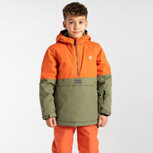 Load image into Gallery viewer, Dare 2B Kids Freehand Overhead Waterproof Insulated Half Zip Ski Jacket (Orange Rust/Green)(Ages 3-16)
