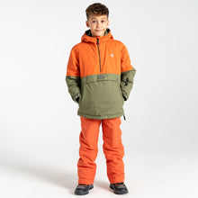 Load image into Gallery viewer, Dare 2B Kids Freehand Overhead Waterproof Insulated Half Zip Ski Jacket (Orange Rust/Green)(Ages 3-16)
