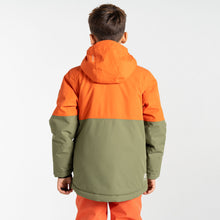 Load image into Gallery viewer, Dare 2B Kids Freehand Overhead Waterproof Insulated Half Zip Ski Jacket (Orange Rust/Green)(Ages 3-16)
