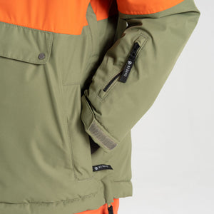 Dare 2B Kids Freehand Overhead Waterproof Insulated Half Zip Ski Jacket (Orange Rust/Green)(Ages 3-16)