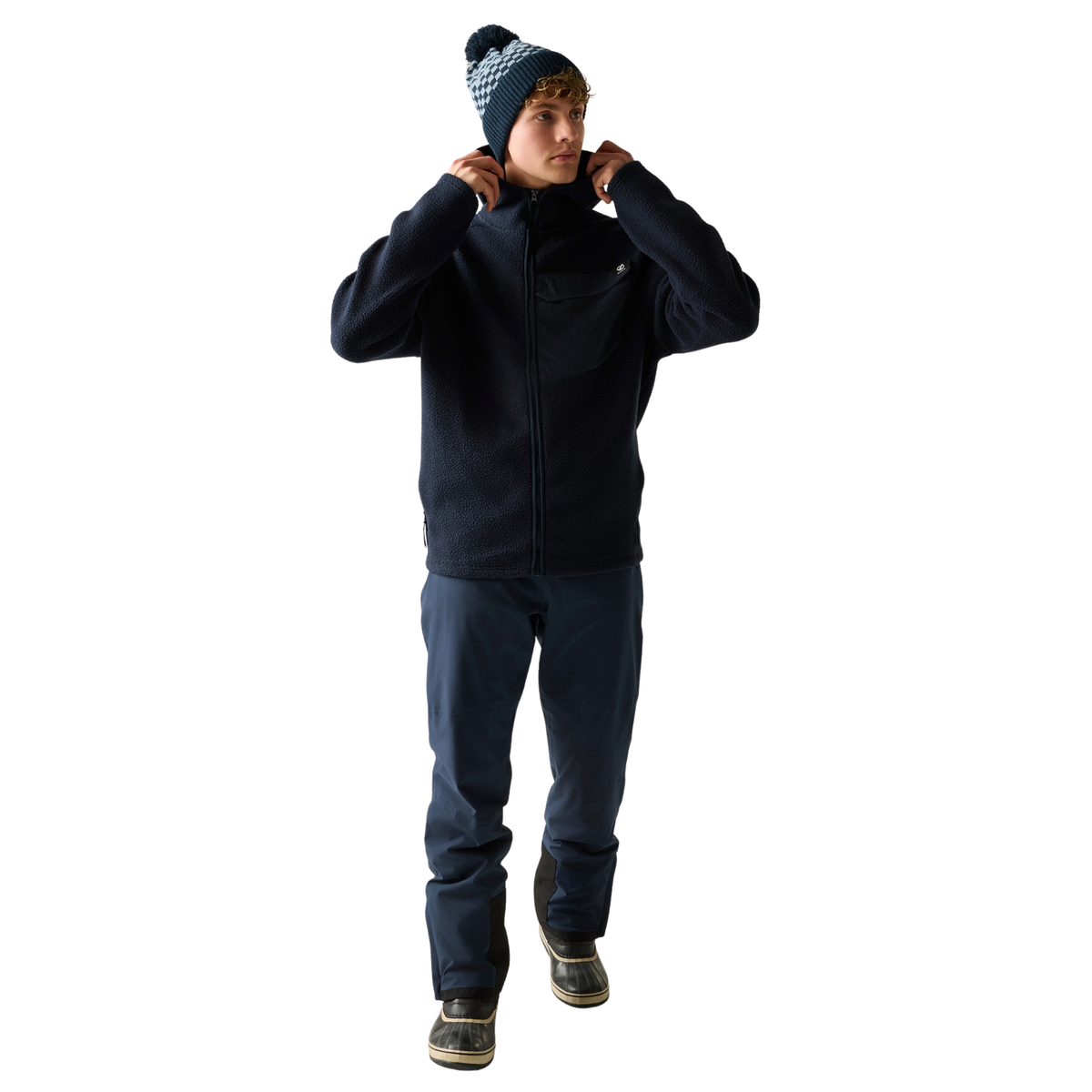 Dare 2B Men's Firn Hooded Borg Full Zip Fleece Navy 540 DMA766