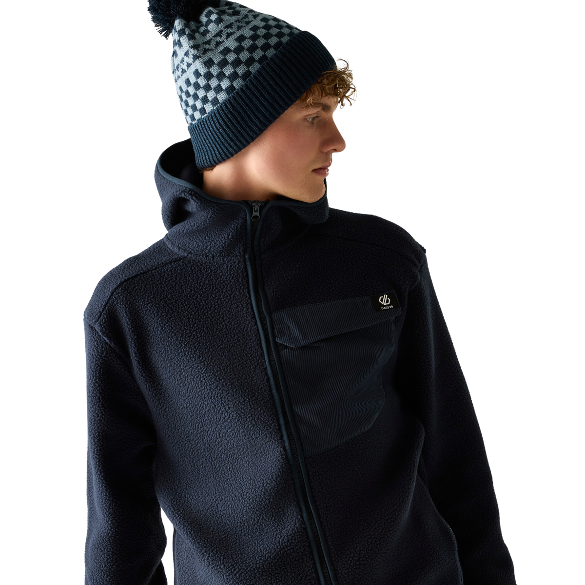 Dare 2B Men's Firn Hooded Borg Full Zip Fleece Navy 540 DMA766
