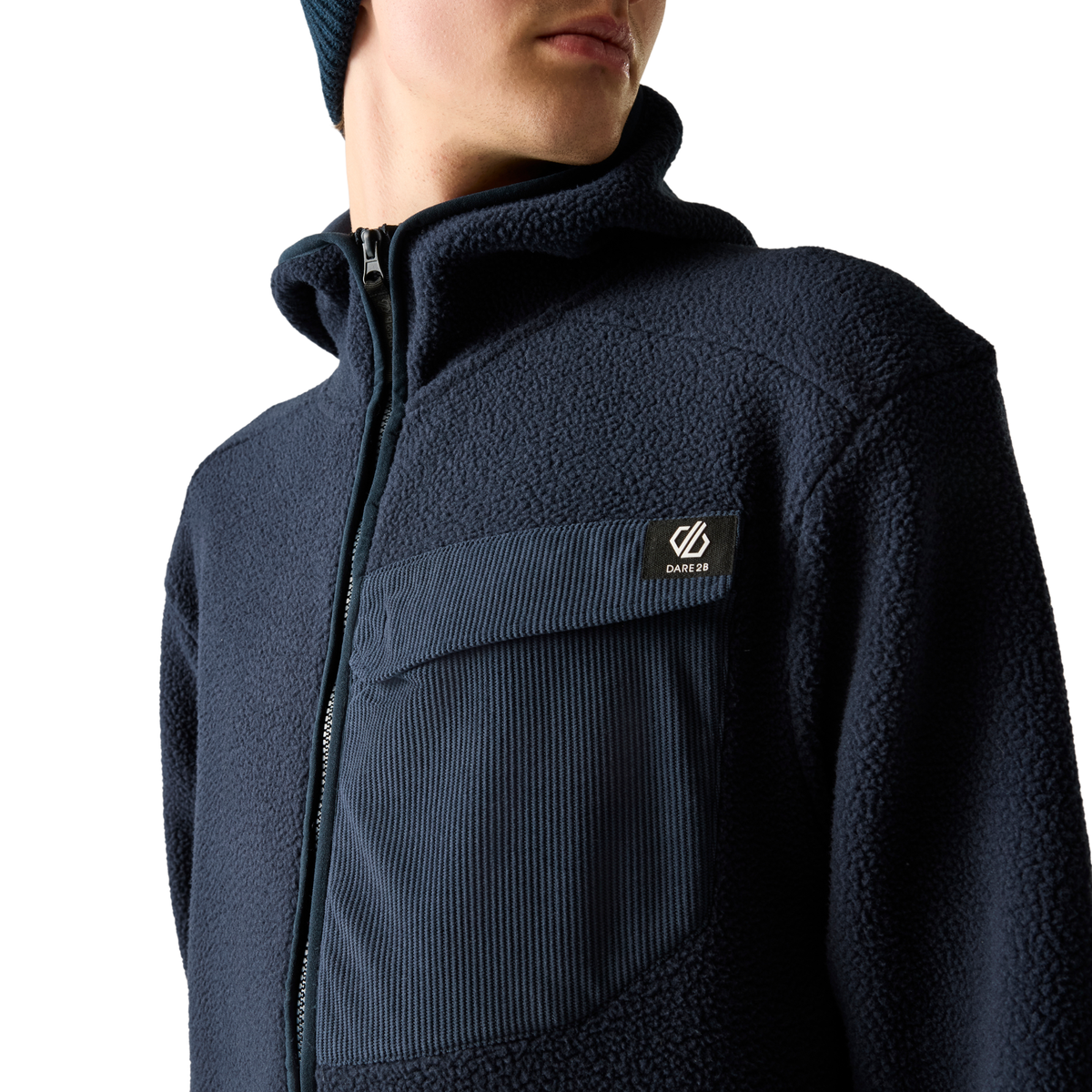 Dare 2B Men's Firn Hooded Borg Full Zip Fleece Navy 540 DMA766
