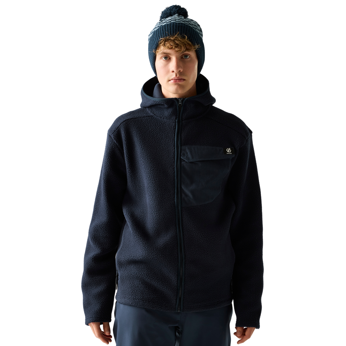 Dare 2B Men's Firn Hooded Borg Full Zip Fleece Navy 540 DMA766