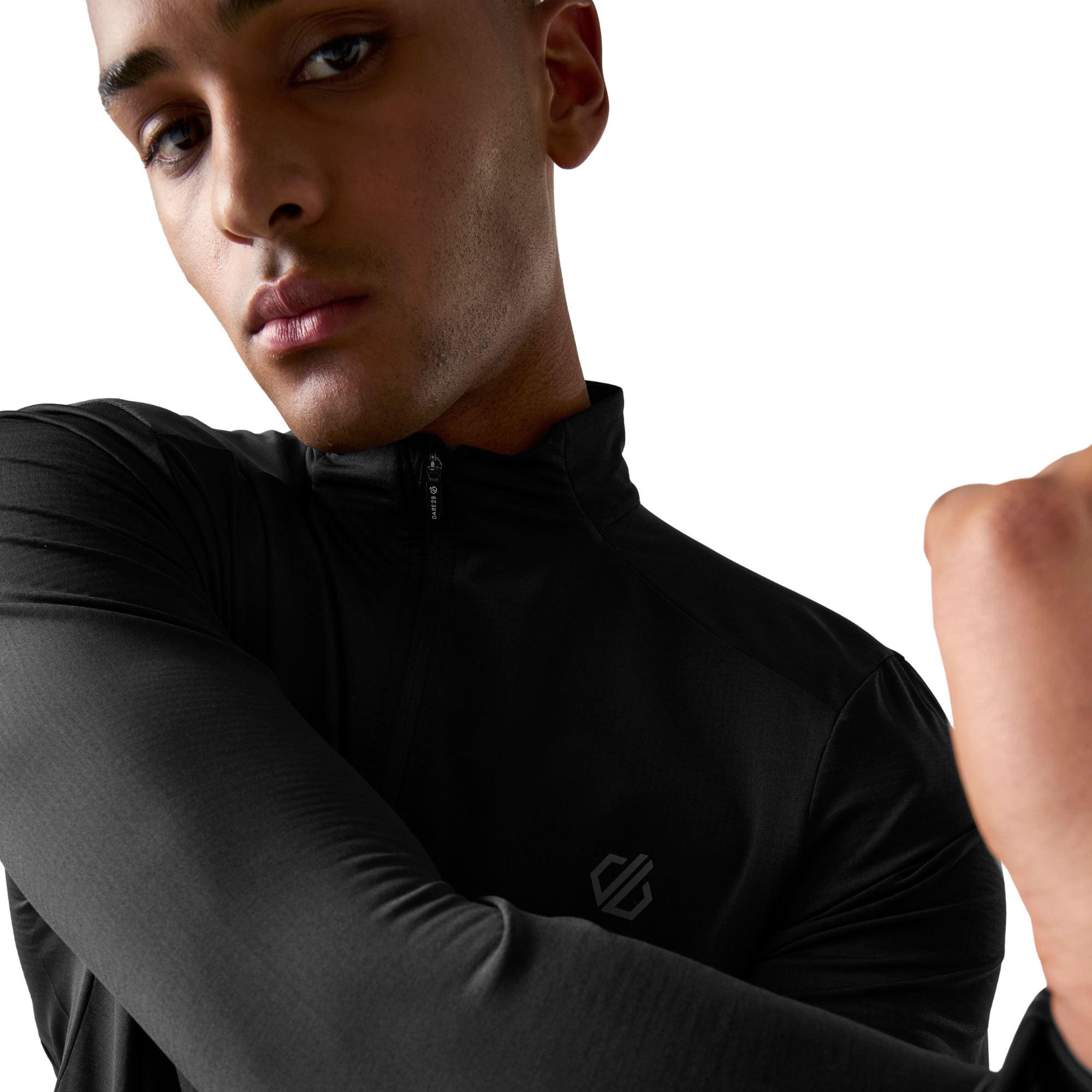Dare 2B Men's Power Up IV Jersey UPF50 Quarter Zip Fleece Top (Black)