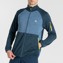 Load image into Gallery viewer, Dare 2B Men&#39;s Torrek Mountain Full Zip Fleece (Moonlight Denim/Neon Yellow)
