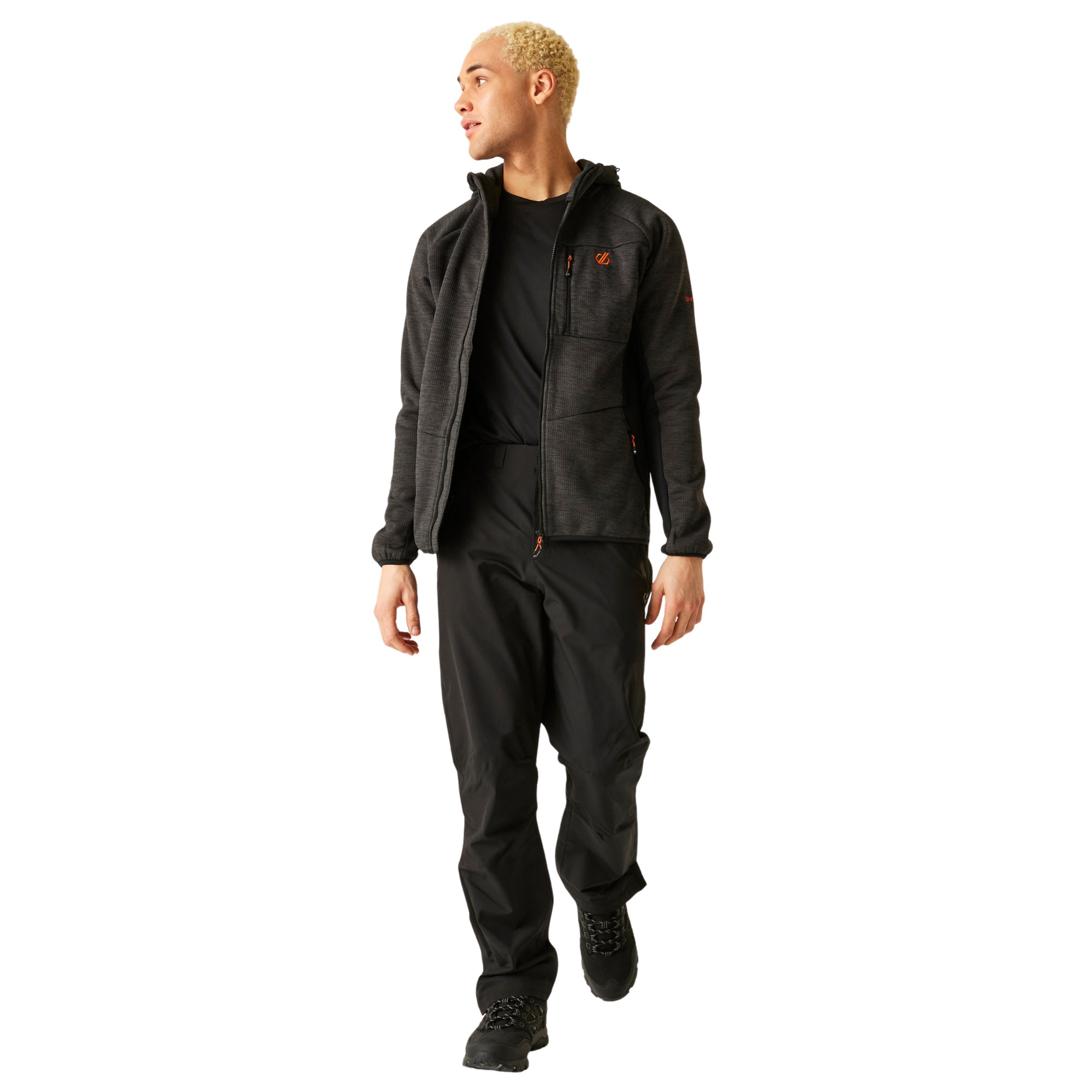 Dare 2B Men's Torrek Pro Hooded Midlayer Full Zip Fleece (Black)