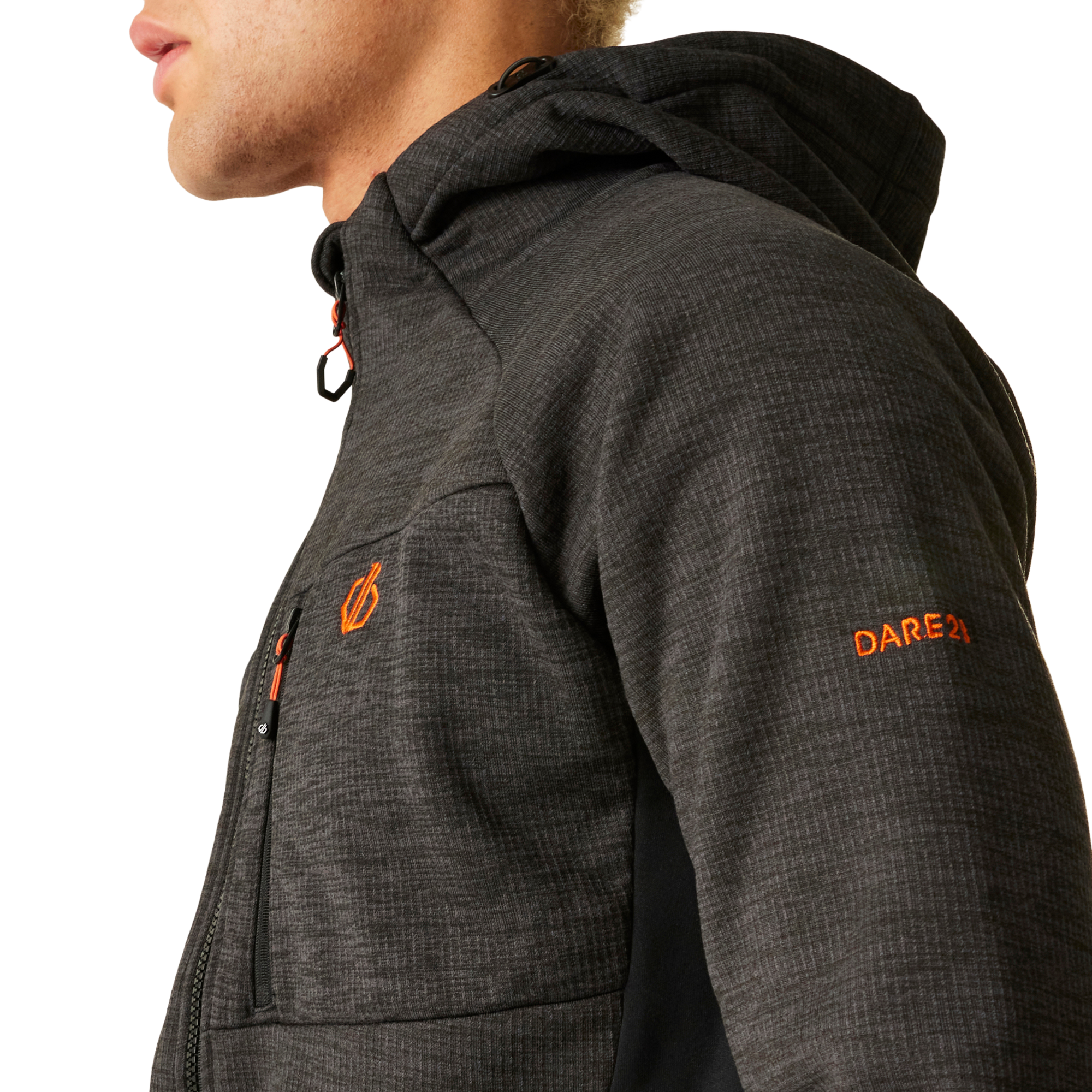 Dare 2B Men's Torrek Pro Hooded Midlayer Full Zip Fleece (Black)