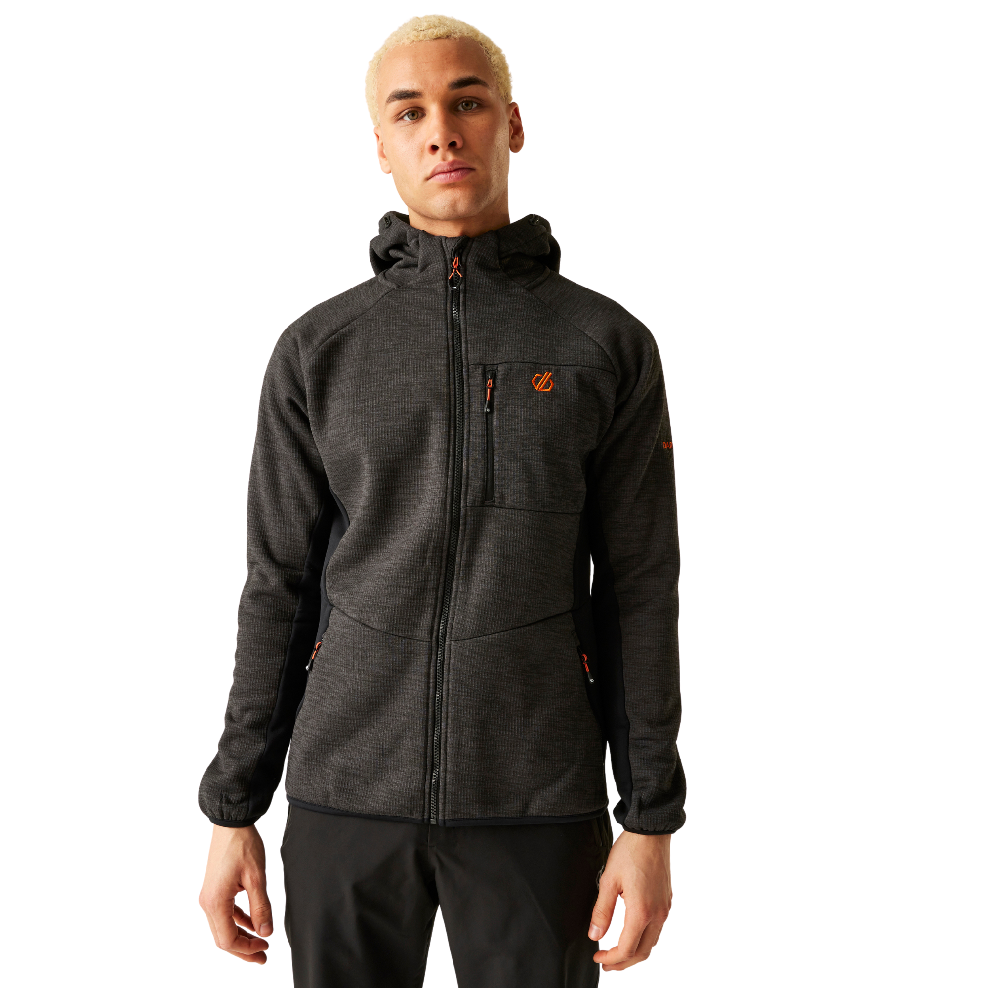 Dare 2B Men's Torrek Pro Hooded Midlayer Full Zip Fleece (Black)