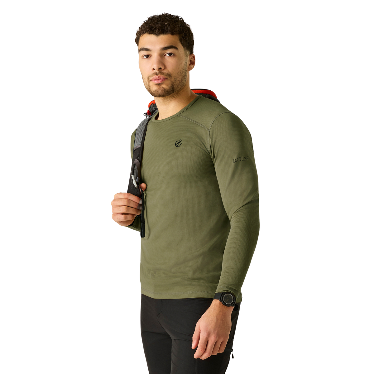 Dare 2B Men's Ventura Grid Crew Neck Technical Top Martini Olive 0GH DMA772