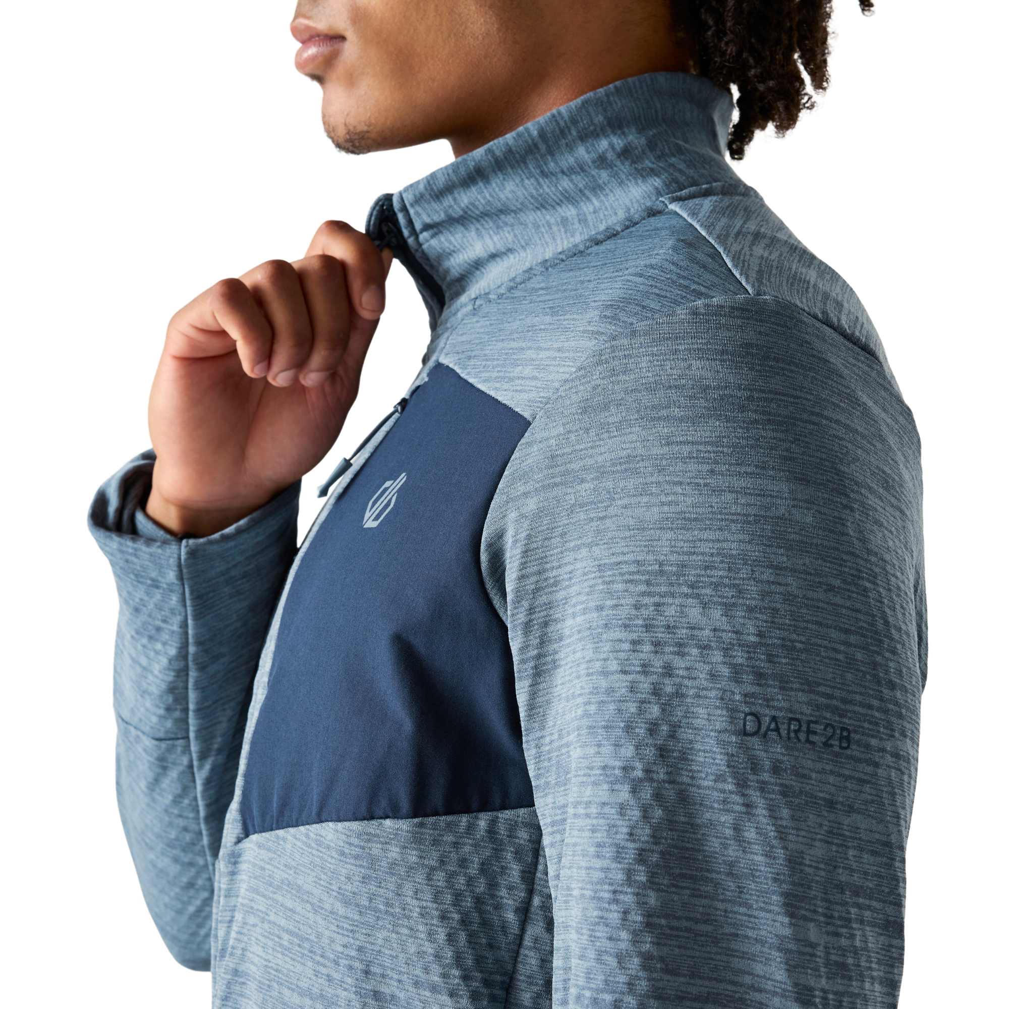 Dare 2B Men's Venture Stretch Midlayer Full Zip Fleece (Mercury/Navy)