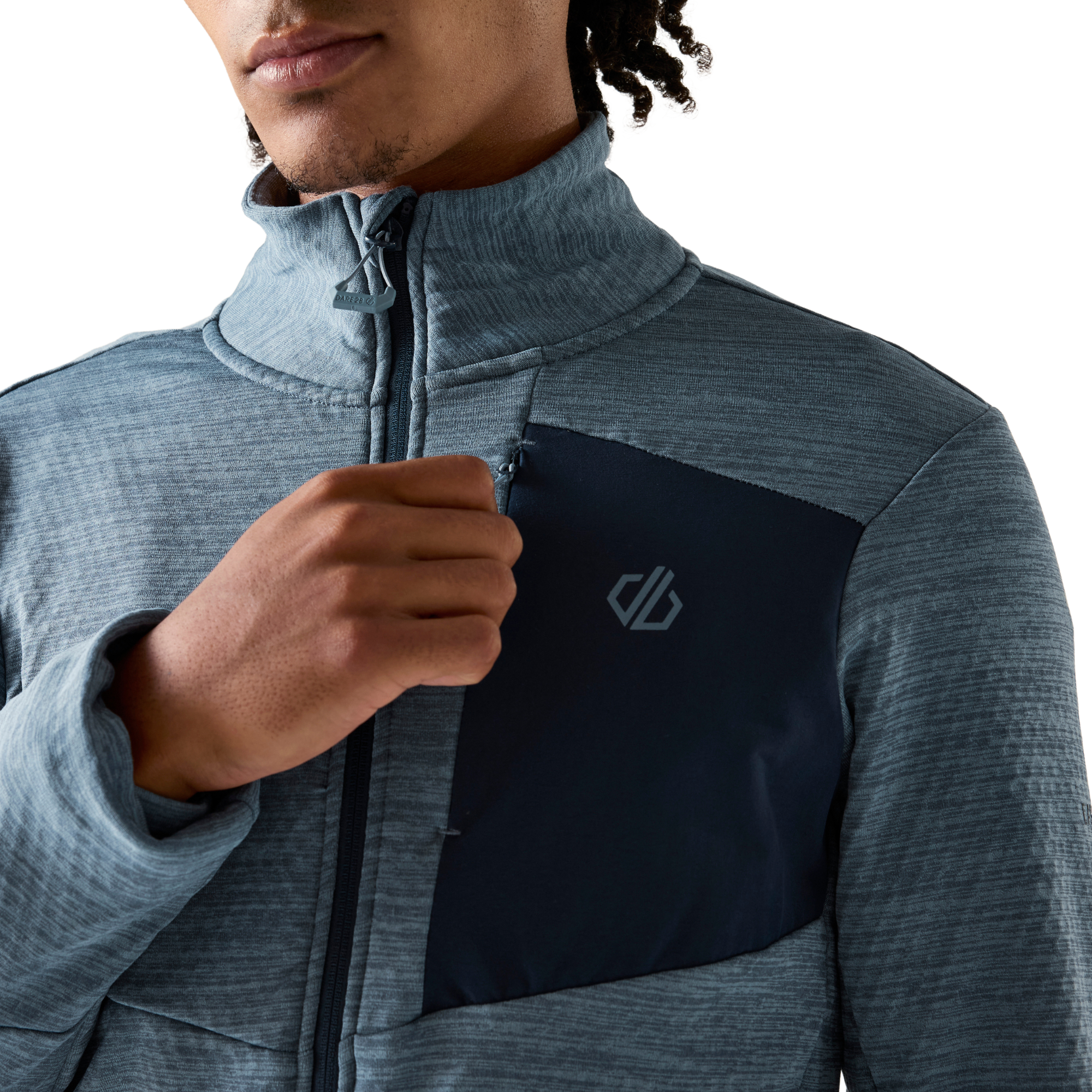 Dare 2B Men's Venture Stretch Midlayer Full Zip Fleece (Mercury/Navy)