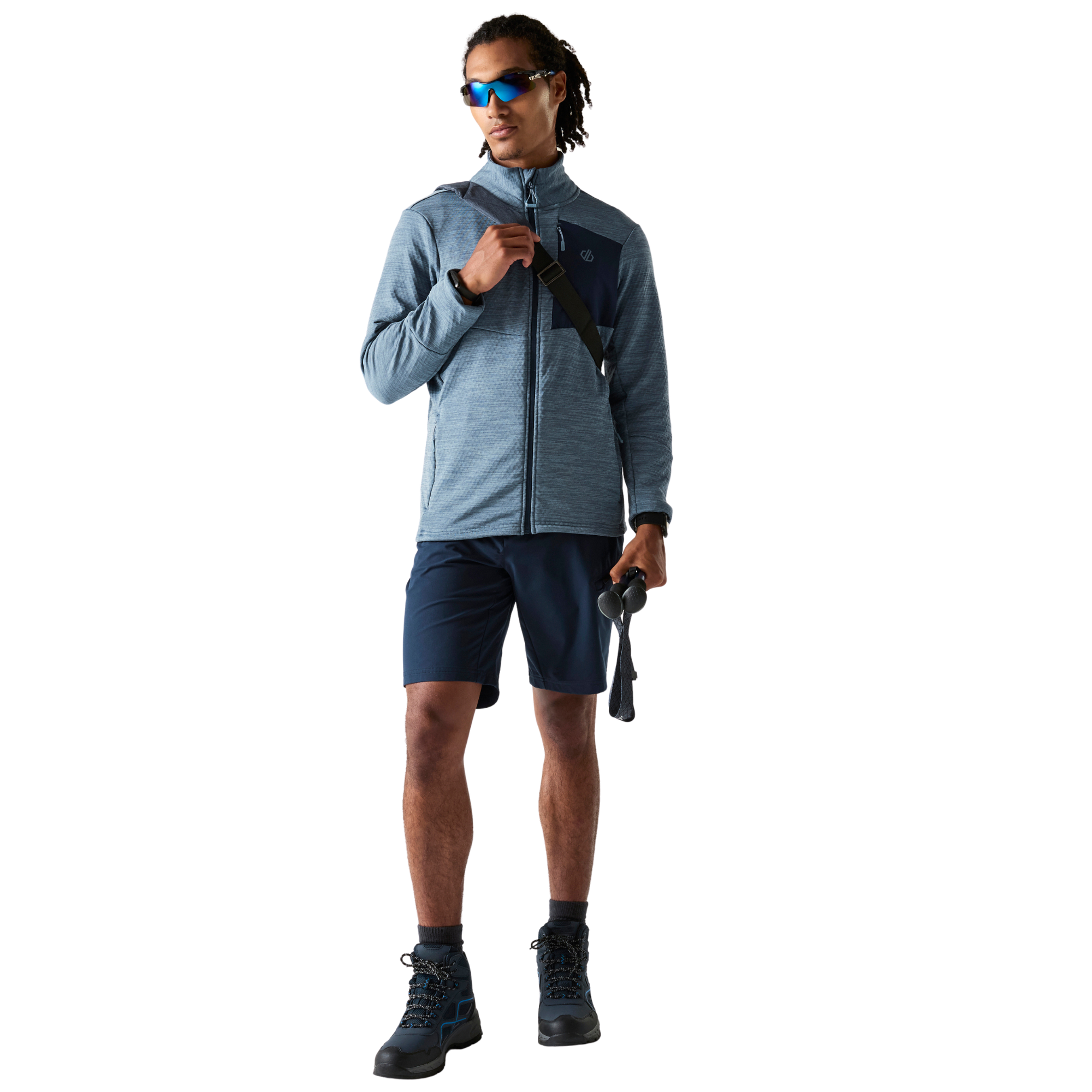 Dare 2B Men's Venture Stretch Midlayer Full Zip Fleece (Mercury/Navy)