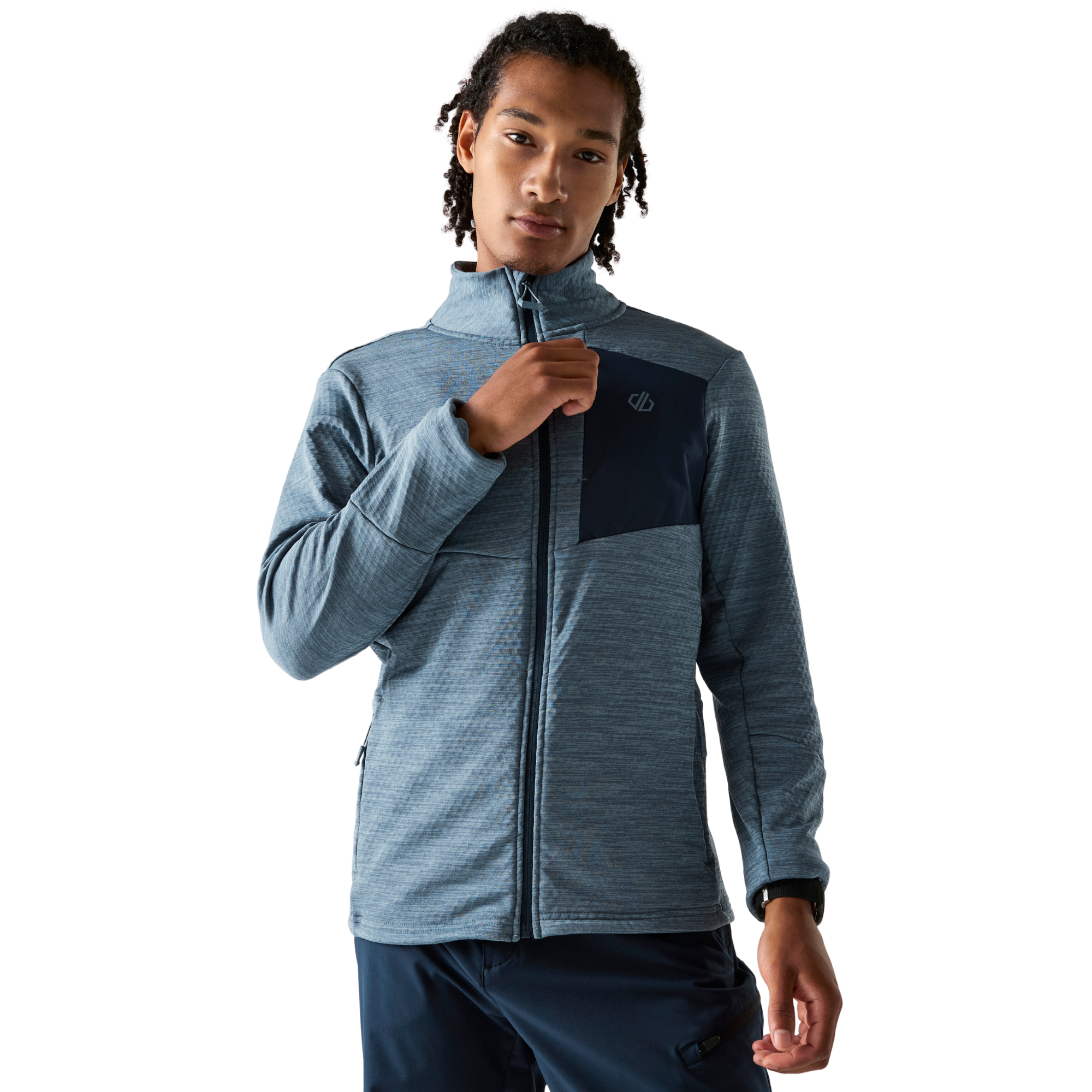 Dare 2B Men's Venture Stretch Midlayer Full Zip Fleece (Mercury/Navy)
