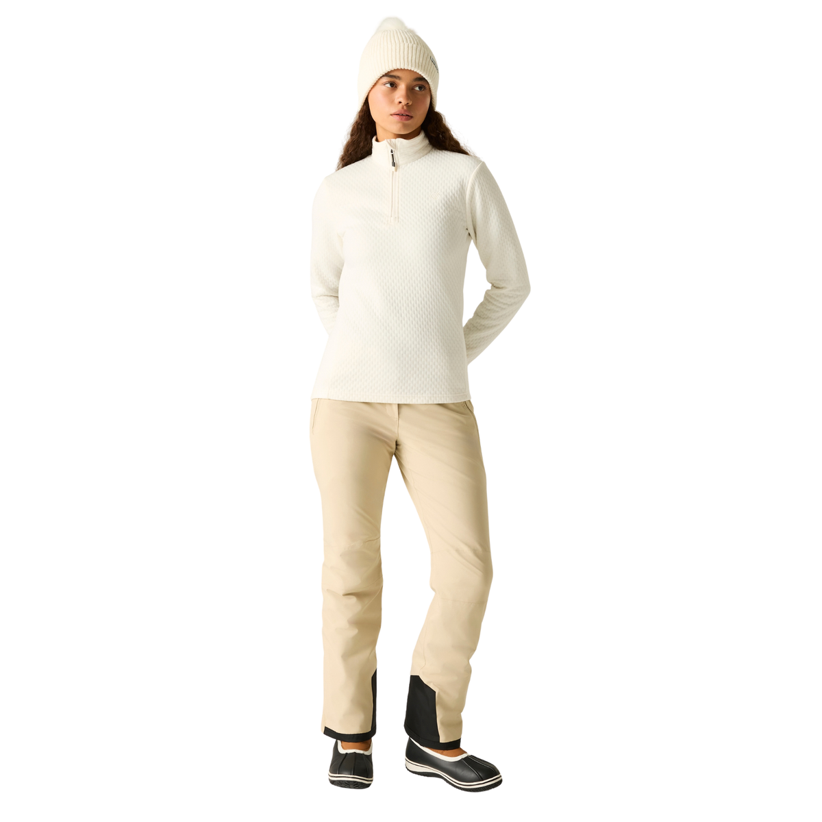 Dare 2B Women's Blindside II Midlayer Quarter Zip Fleece Top Egret 0FS DWL621
