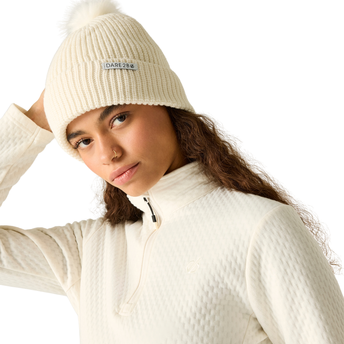 Dare 2B Women's Blindside II Midlayer Quarter Zip Fleece Top Egret 0FS DWL621