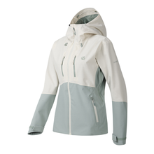 Load image into Gallery viewer, Dare 2B Women's Diverging II Hooded Waterproof Jacket (Almond Milk/Glacier Green)
