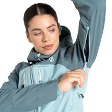 Load image into Gallery viewer, Dare 2B Women&#39;s Diverging Waterproof Jacket (Element Grey/Aquifer)
