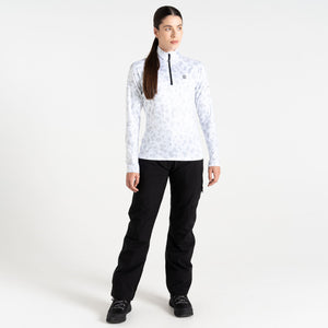 Dare 2B Women's Divulge Core Stretch Quarter Zip Fleece Top (White Dash Print)