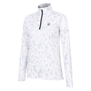 Dare 2B Women's Divulge Core Stretch Quarter Zip Fleece Top (White Dash Print)