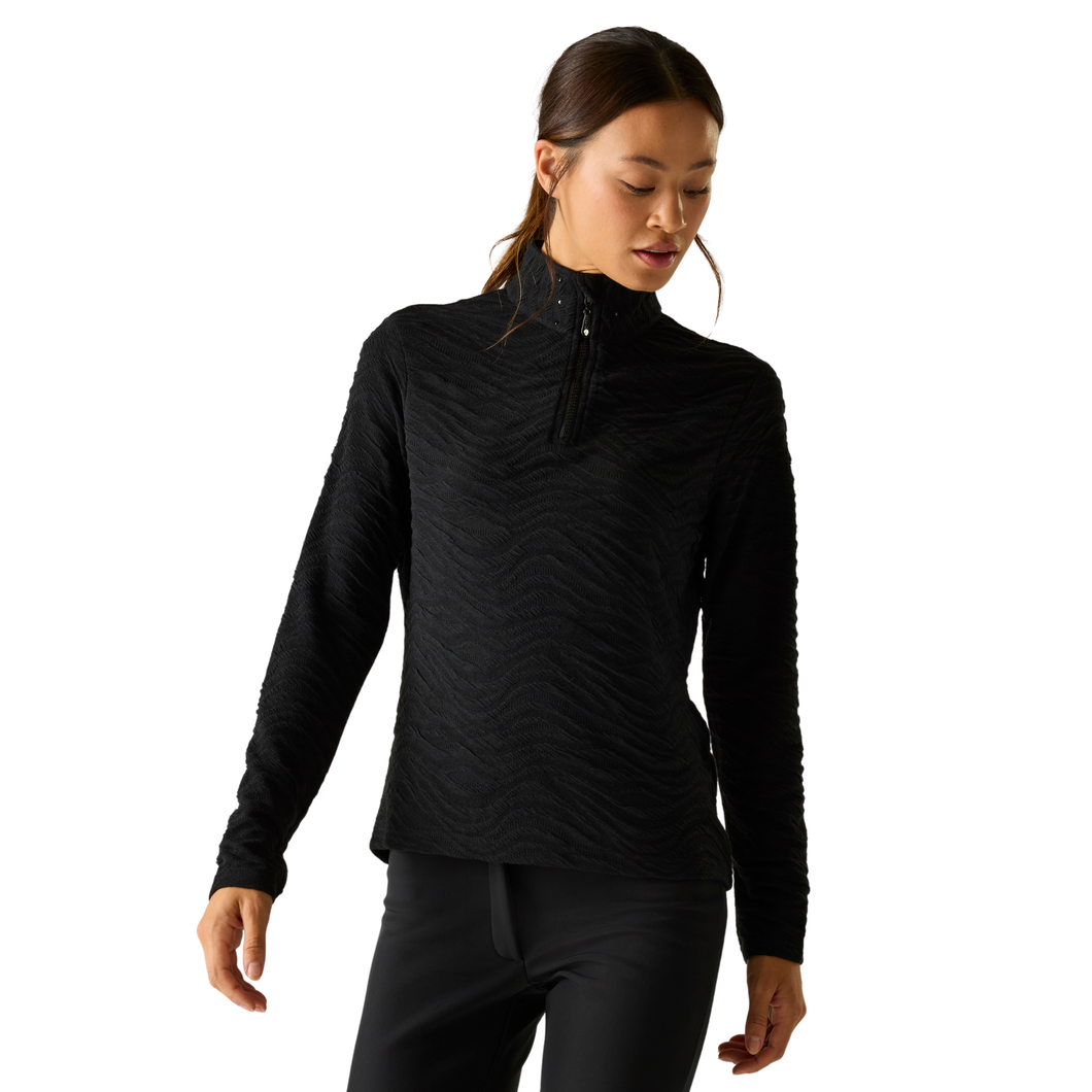 Dare 2B Women's Glamorize III Quilted Midlayer Quarter Zip Fleece Top (Black)
