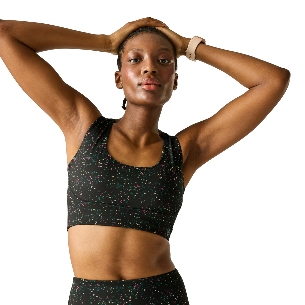 Dare 2B Women's Influential Sports Bra Black Speckle Print ZF4 DWU423