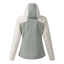Load image into Gallery viewer, Dare 2B Women's Nomadic UPF50 Hooded Softshell Jacket (Almond Milk/Glacier Green)
