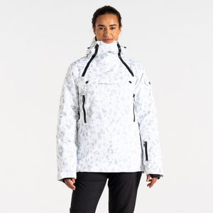 Dare 2B Women's Snowburst Overhead Waterproof Insulated Ski Jacket (White Dash Print)