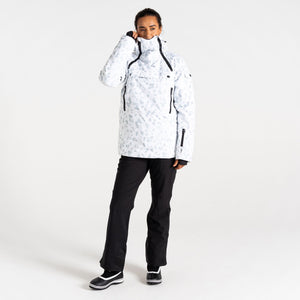 Dare 2B Women's Snowburst Overhead Waterproof Insulated Ski Jacket (White Dash Print)