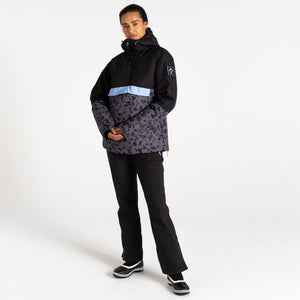 Dare 2B Women's Snowburst Overhead Waterproof Insulated Ski Jacket (Black/Ebony Dash Print)